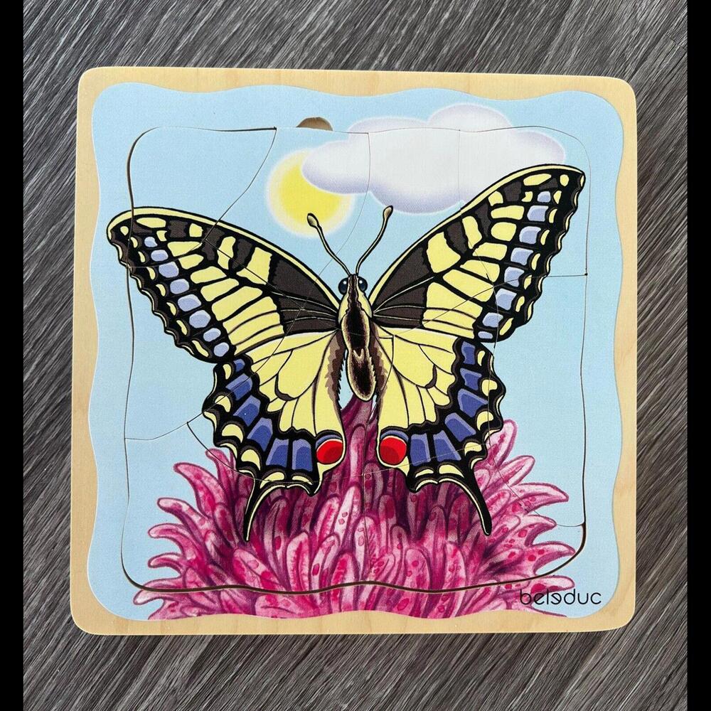Montessory materials BELEDUC wooden layer puzzle Butterfly VERY GOOD! RARE 